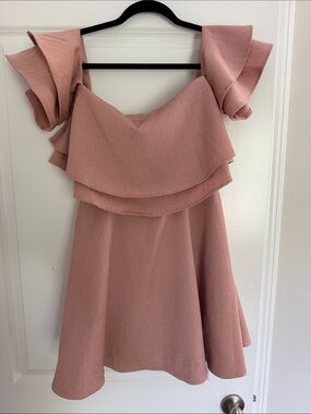 KEEPSAKE the Label Mauve Pink Ruffle Off-Shoulder Mini Dress